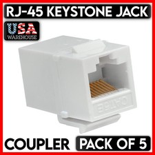 RJ45 Keystone Jack Ethernet RJ-45 Female to Female Inline Coupler - White 5 Pack