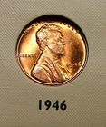 1946  Lincoln Cent -Red Lustrous Unc / Uncirculated (S5)