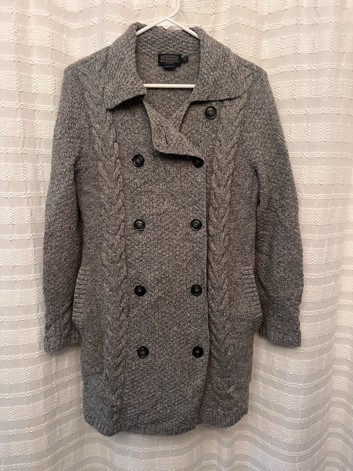 Pendleton Cable Knit Long Double Breasted Cardiga… - image 1