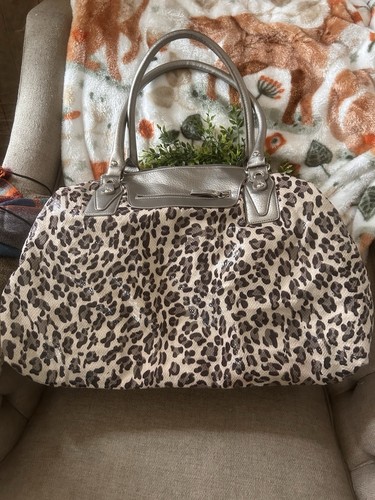 Bueno Vintage Leopard Animal Print Duffle Bag, Carry On - Picture 3 of 9