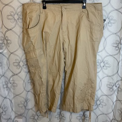 NWT Woman s Faded Glory Tan Sesame Capris Size 20W