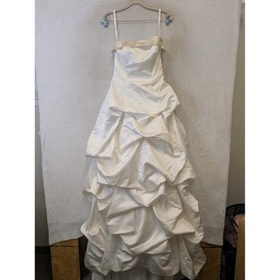 Davids Bridal Ivory Champagne Pick Up Wedding Dress T9168 Corset Back Size 6