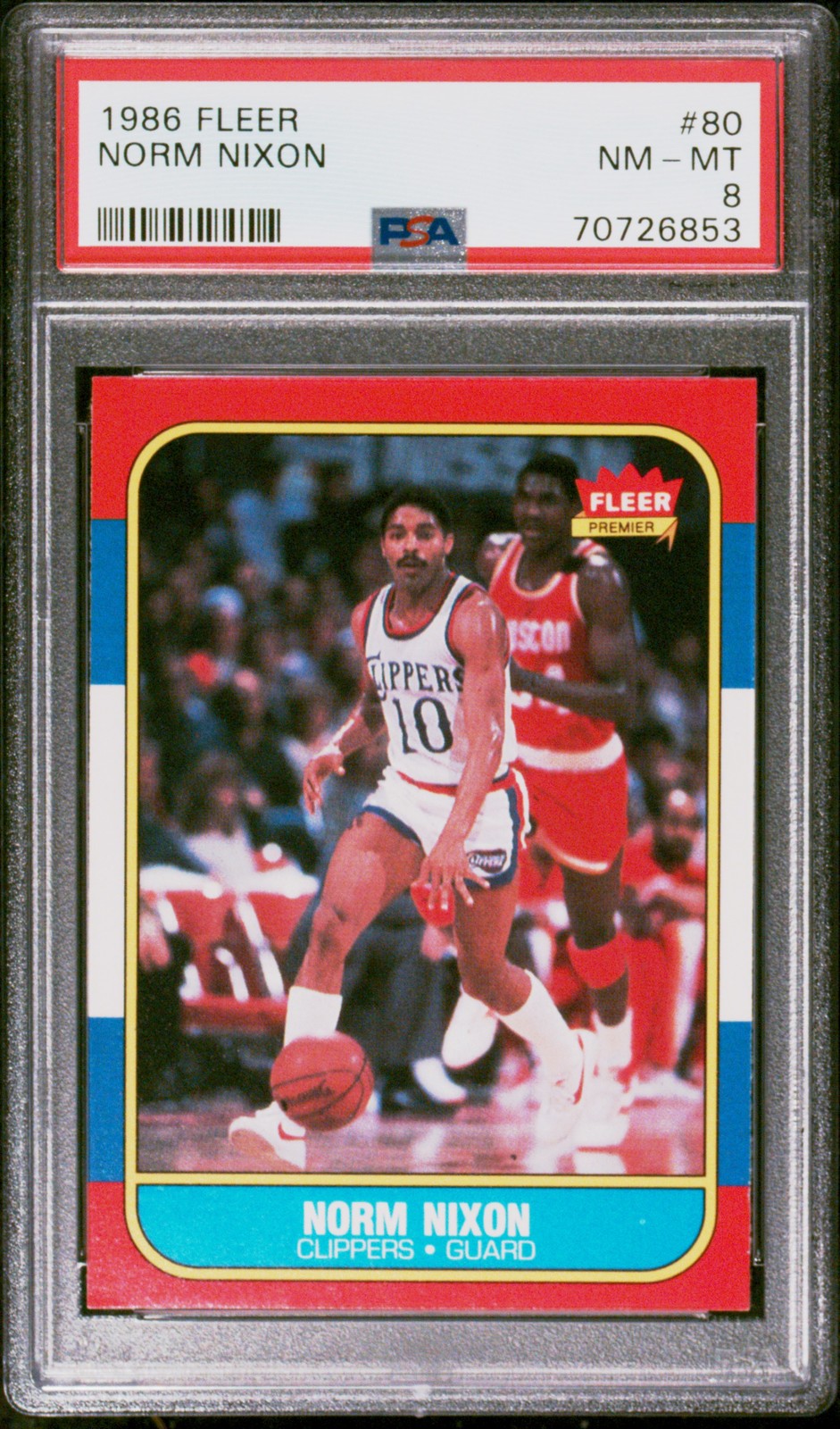 1986 FLEER #80 NORM NIXON PSA 8