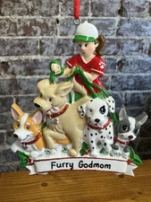 Polar X Christmas Ornament Resin Dog Walker Dogs Furry Godmother Godmom