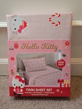 Hello Kitty Twin Holiday 3 piece Christmas Sheet Set  NEW Super Soft