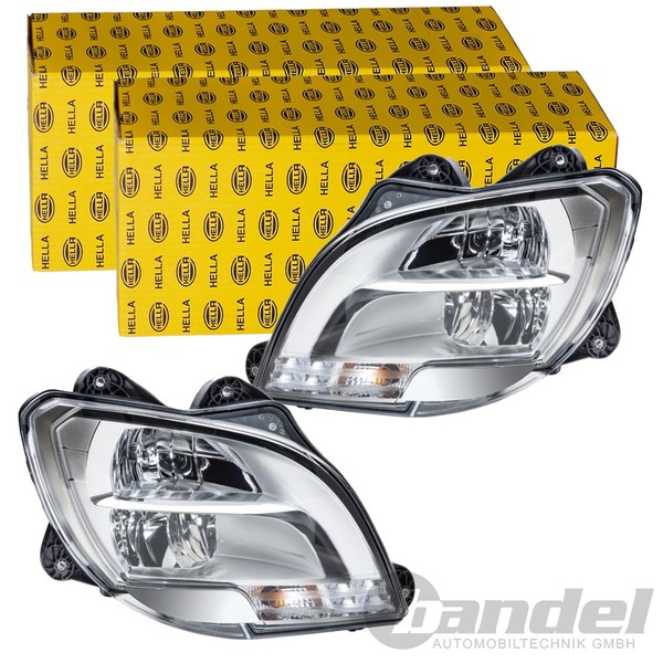 2X Hella Ff Halogen Led Scheinwerfer Passend FüR Links+Rechts-image