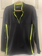 Nike Thermo Fit Golf pullover quarter Zip Black with neon trim L