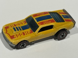 Hot Wheels Redlines 450HP Mustang Stocker Yellow Blue & Red Stripes Clean
