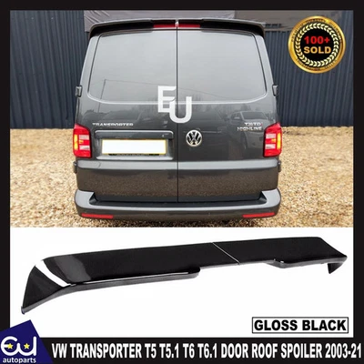 EU AUTO PARTS LTD REAR TWIN BARN DOOR ROOF SPOILER FOR VW TRANSPORTER T5 T5.1 T6 T6.1 GLOSS BLACK