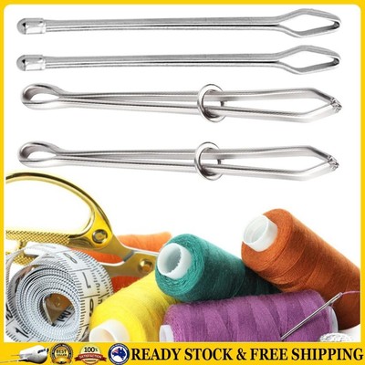 DE 2Pcs  Drawstring Threader Sewing DIY Tools Wear Rope Elastic Clamp Metal