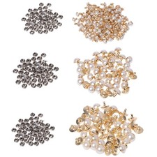100x Imitation Pearls With Rivets Studs Leather Bag Shoes Clothes Decor