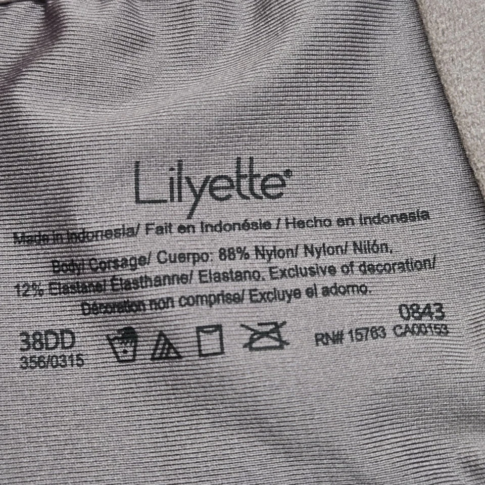 Lilyette Women Bra 38DD Taupe Animal Print Minimizer Underwired Lace Bow - Image 4 of 4