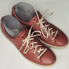 ECCO Womens US 10 EU 41 Pink Leather Perforated Lace Up Low Top Sneakers