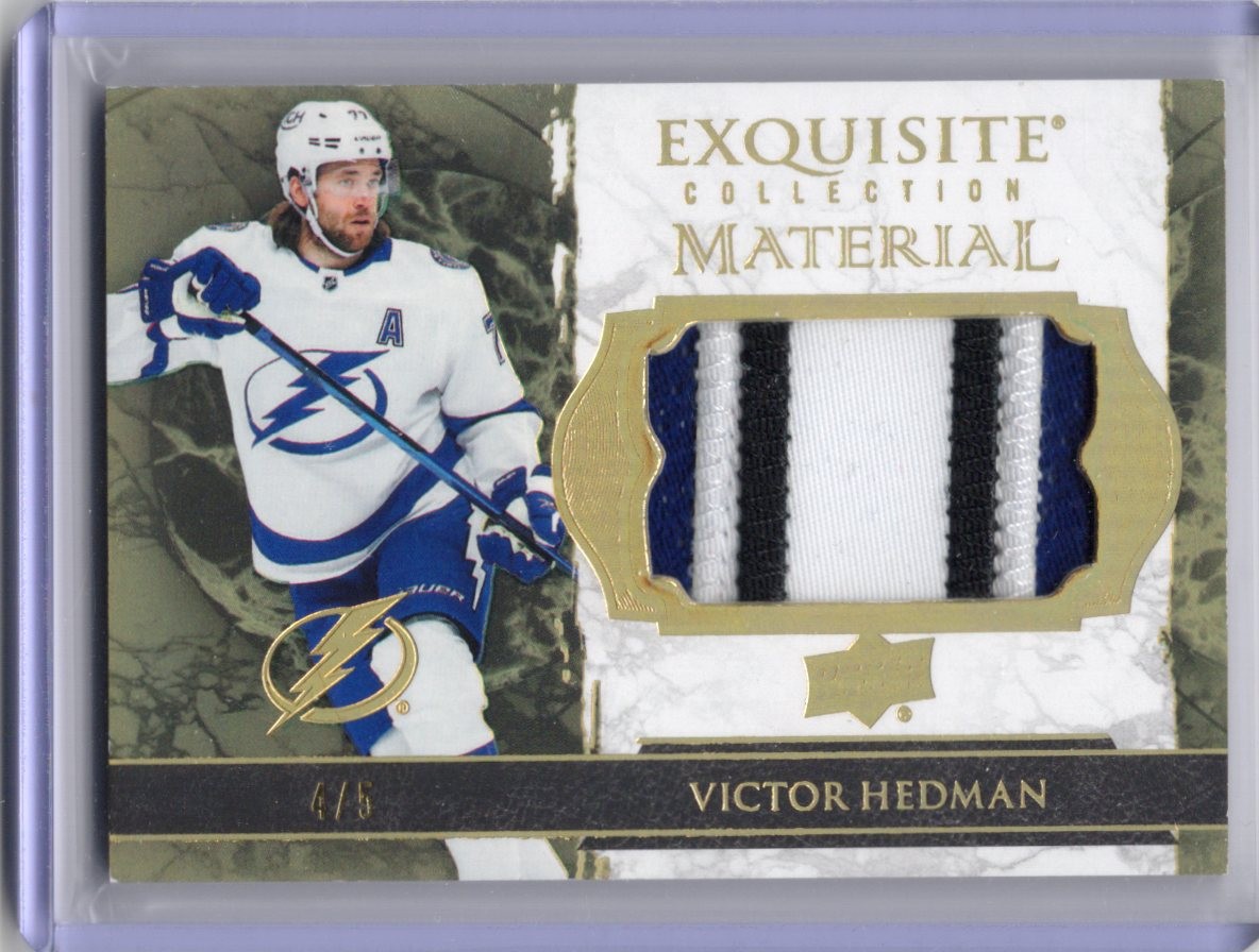 2021-22 UD Black Diamond Victor Hedman Exquisite Collection Material Gold #/5