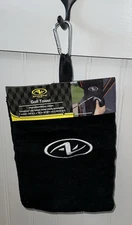 NEW Athletic Works Black Cotton Golf Towel 24" x 16" W/ Hook & Clip