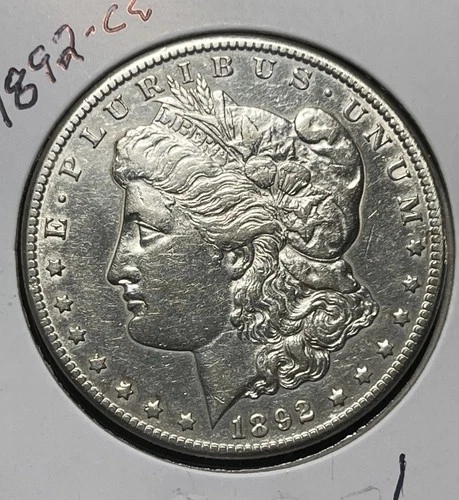 1892-CC MORGAN SILVER DOLLAR, XF DETAILS