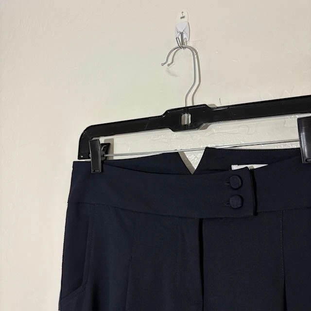 Pantalones Diane von Furstenberg para mujer 6 azul marino mezcla de lana plisados pierna ancha hechos en EE. UU. Foto 2 de 4