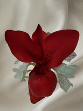 Handmade pin on lady slipper orchid  Corsage or boutonniere