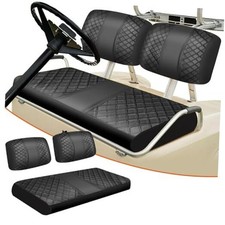 Staple On Golf Cart Front Seat Covers Black Diamonds PU Leather Seat Covers