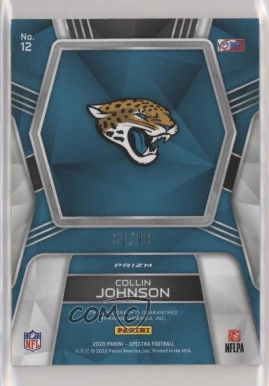2020 Panini Spectra Rookie Auto Hyper Prizm /99 Collin Johnson #12 Auto RC - Image 2 of 2