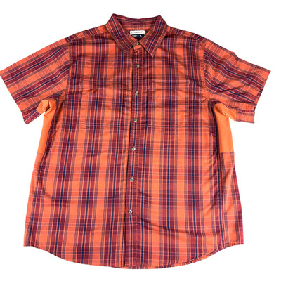Magellan Shirt Men's Extra Large Orange Classic Fit Plaid Short Sleeve Fishing