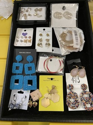 Lot of 21 Pair Boutique & Fashion Earrings NWT Baublebar Bee Hoop Studs Set