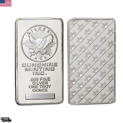 #ad 1 oz Sunshine Minting Silver Bar – .999 Fine Sealed Bullion – Troy Ounce $13.99