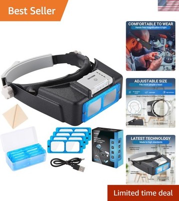 Magnifying Glasses with Light for Close Work, Rechargeable Headband Magnifier...