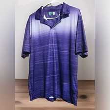 Ben Hogan Performance Men  s Large Polo Purple Stripe Polka Dot Golf Shirt