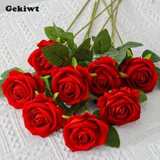 10x Red Roses Artificial Flowers Realistic Bouquet Home Decor Valentine Gifts Us