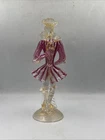 Vintage Signed Venetian Murano Pink Striped Glass Figure