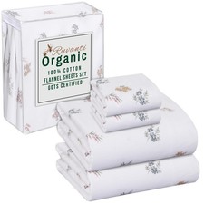 Flannel Sheets Queen Size - GOTS Certified 100 Organic Cotton, 4 Piece Warm,...