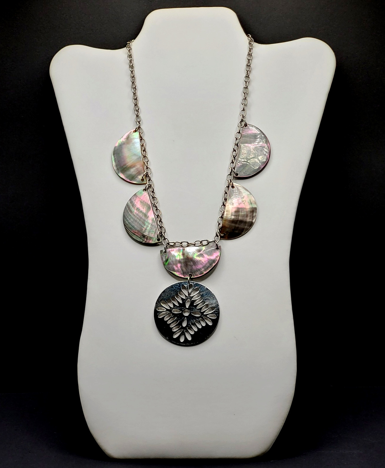 Shell Seashell MOP Abalone Half Circle Silver Ton… - image 22