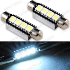 2x Error Free White LED Bulbs 41mm 578 Festoon Dome Map Cargo Trunk Light 1.72"