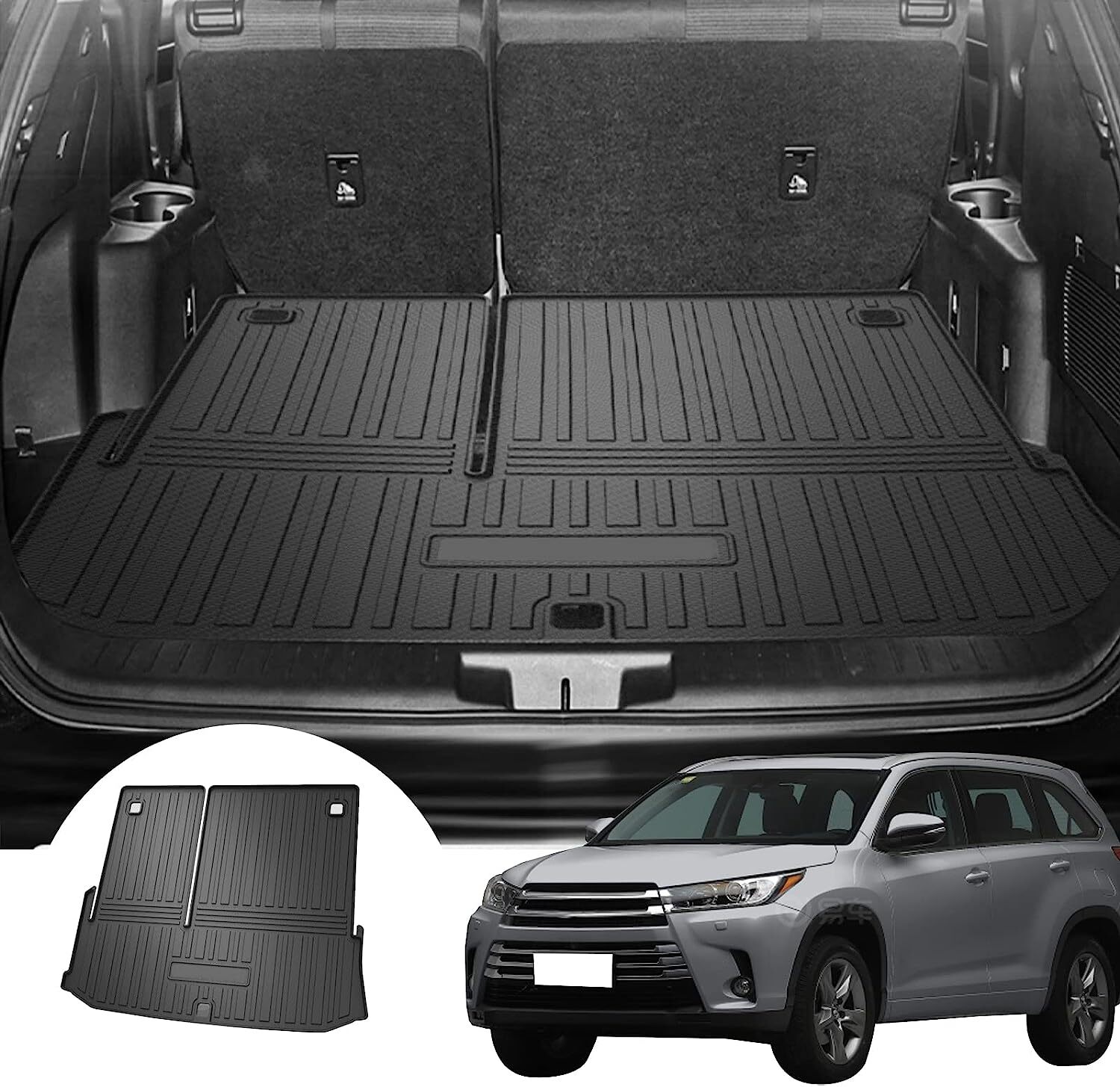 Waterproof Fit for Toyota Highlander 2020-23 Black Trunk Mat Liner All Season