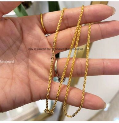 Yellow Gold Necklaces Gold Pure 999 24K Yellow Gold Chain Men Women O Link