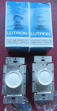 Set of 2 Lutron Dimmers, Push-On-Push-Off, White D-600P-2P-WH NOS New in Boxes