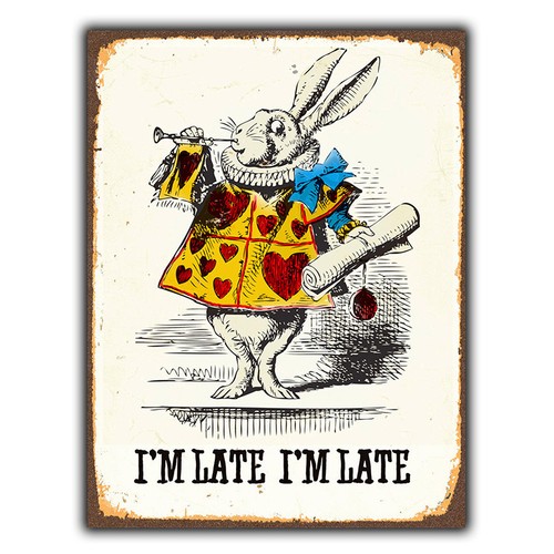 Plaque Murale Metal Signe Alice In Wonder Land Lapin Blanc Lewis Carroll Citation Art Ebay