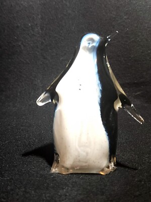 Vintage Blown Studio Art Glass Penguin Figurine Bermuda Glass Blowing Studio