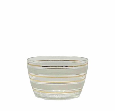 Unbranded Glass Ice Bucket, Frosted / Gold Stripes Vintage