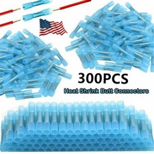 300Pcs Waterproof Heat Shrink Wire Connectors Blue 14-16AWG Butt Seal Terminals