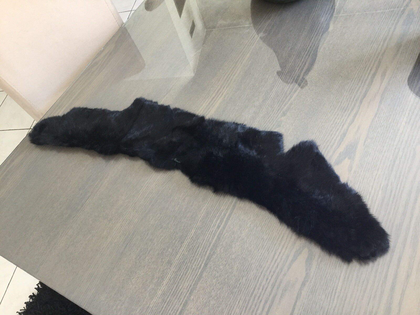 Echarpe tour de cou col fourrure de lapin noir neuf | eBay