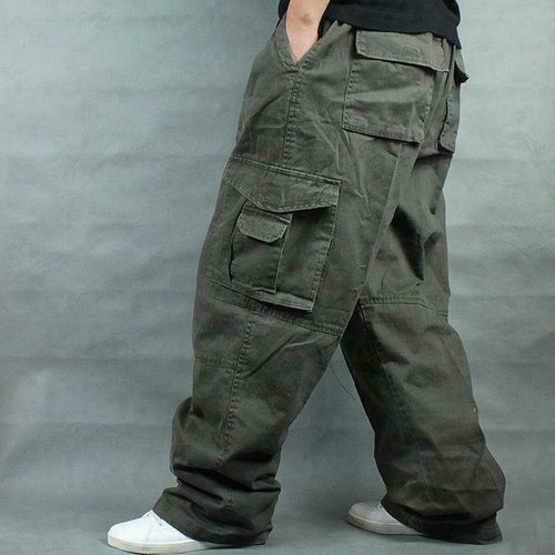 Mens Baggy Loose Casual Overalls Cargo work Cotton Pants plus size  - Bild 6 von 10