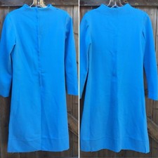Vintage Dress Light Blue Polyester Handmade Homemade Metal Zipper 60s 1960s