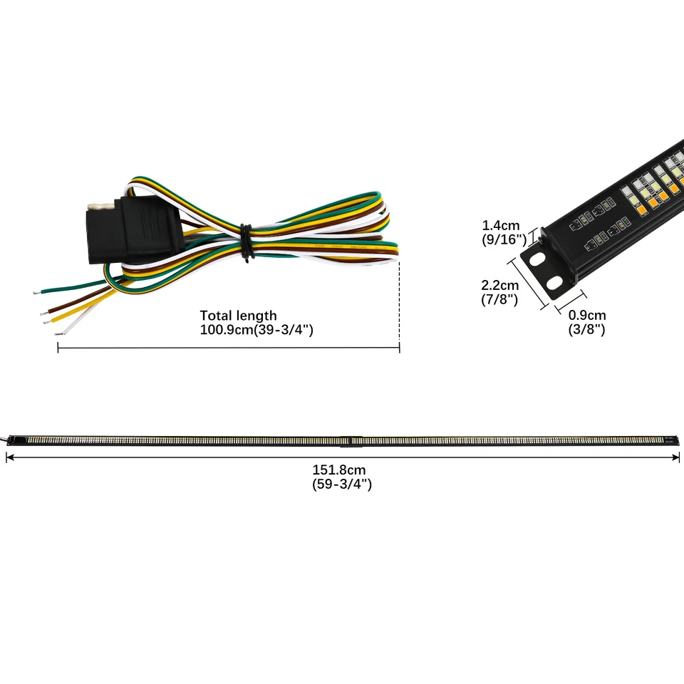 Barra de luz traseira tira LED 60" luz de sinalização de freio para GMC Sierra 1500 2500HD - Imagem 2 de 4
