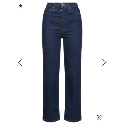 RE/Done Comfort Stretch High Rise Jeans 70's Stove Pipe Dark Rinse Size 30 NWT
