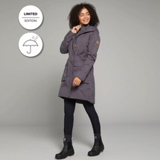 New! Toggi Ladies Canopy Waterproof Long Jacket Grey Size 12-18