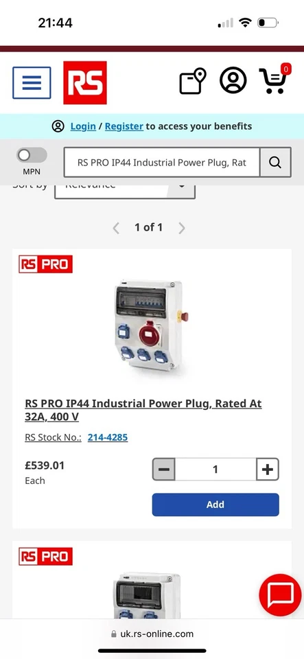 RS PRO IP44 Industrial Power Plug, switchgear Rated At 32A, 400 V  - Image 3 of 3