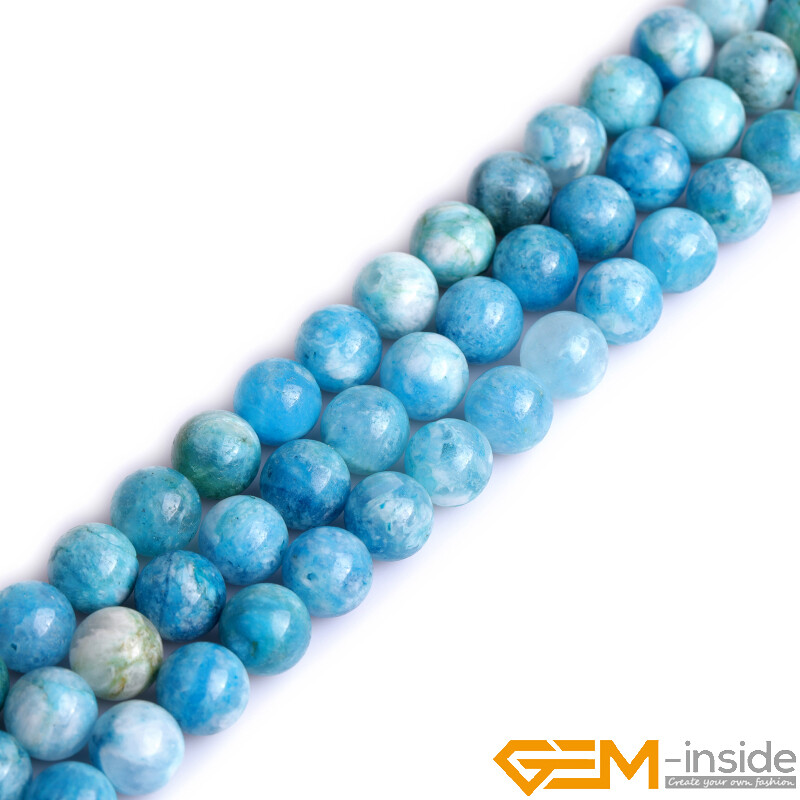 GEM-inside Natural Blue Hemimorphite Gemstone Beads Strand - 6mm-12mm Round, 15" Bulk