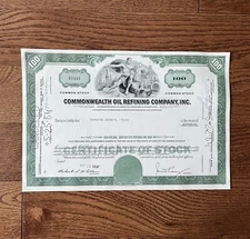 Vintage Commonwealth Oil Refining Company Stock Certificate